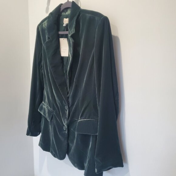 NWT A New Day Dark Green Velvet Blazer  Large - Picture 4 of 8